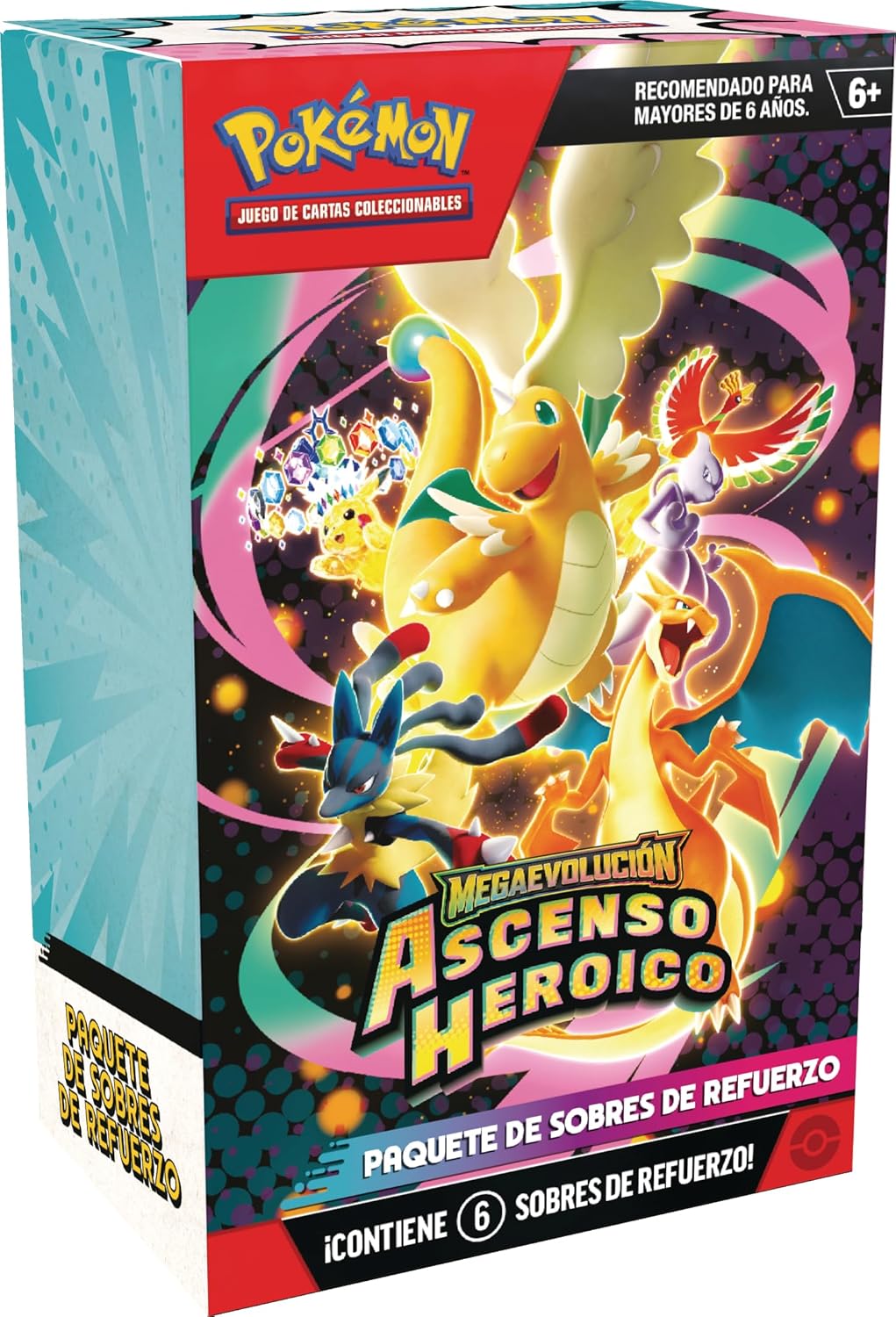 Pokémon Paquete de Sobres de Refuerzo de Megaevolución-Ascenso Heroico de JCC Producto en Español de Lationamerica