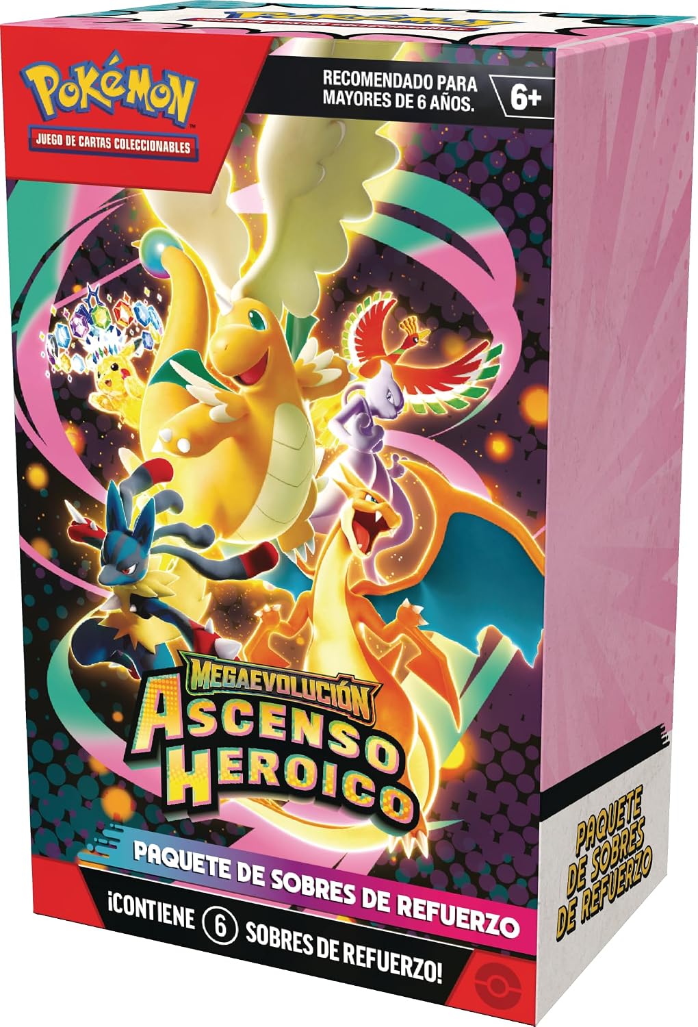 Pokémon Paquete de Sobres de Refuerzo de Megaevolución-Ascenso Heroico de JCC Producto en Español de Lationamerica